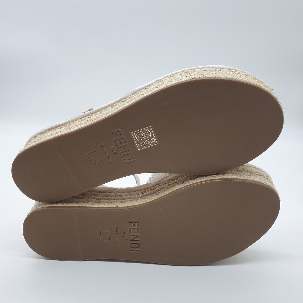 Fendi FF monogrammed leather espadrilles white NIB - Picture 5 of 9